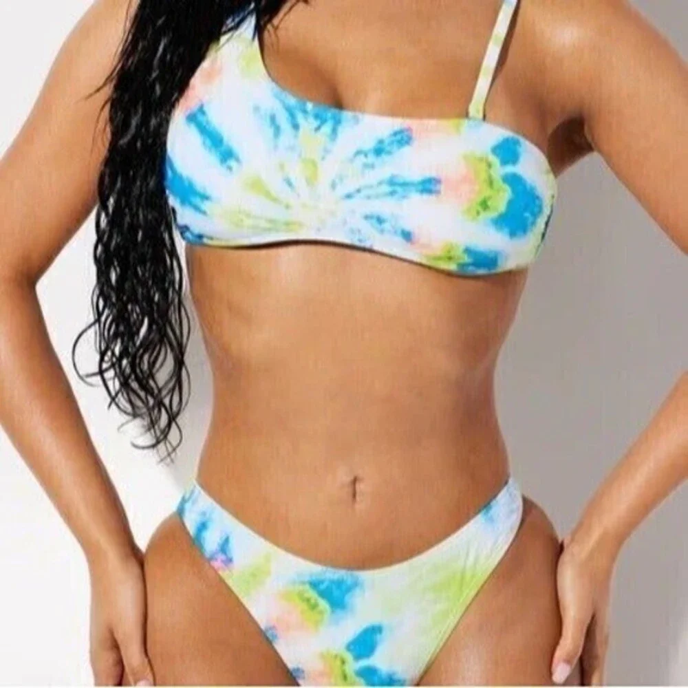 Mermaid Swimwear‎ Tie Dye 2 Piece Asymmetrical Bikini Size M RefM022